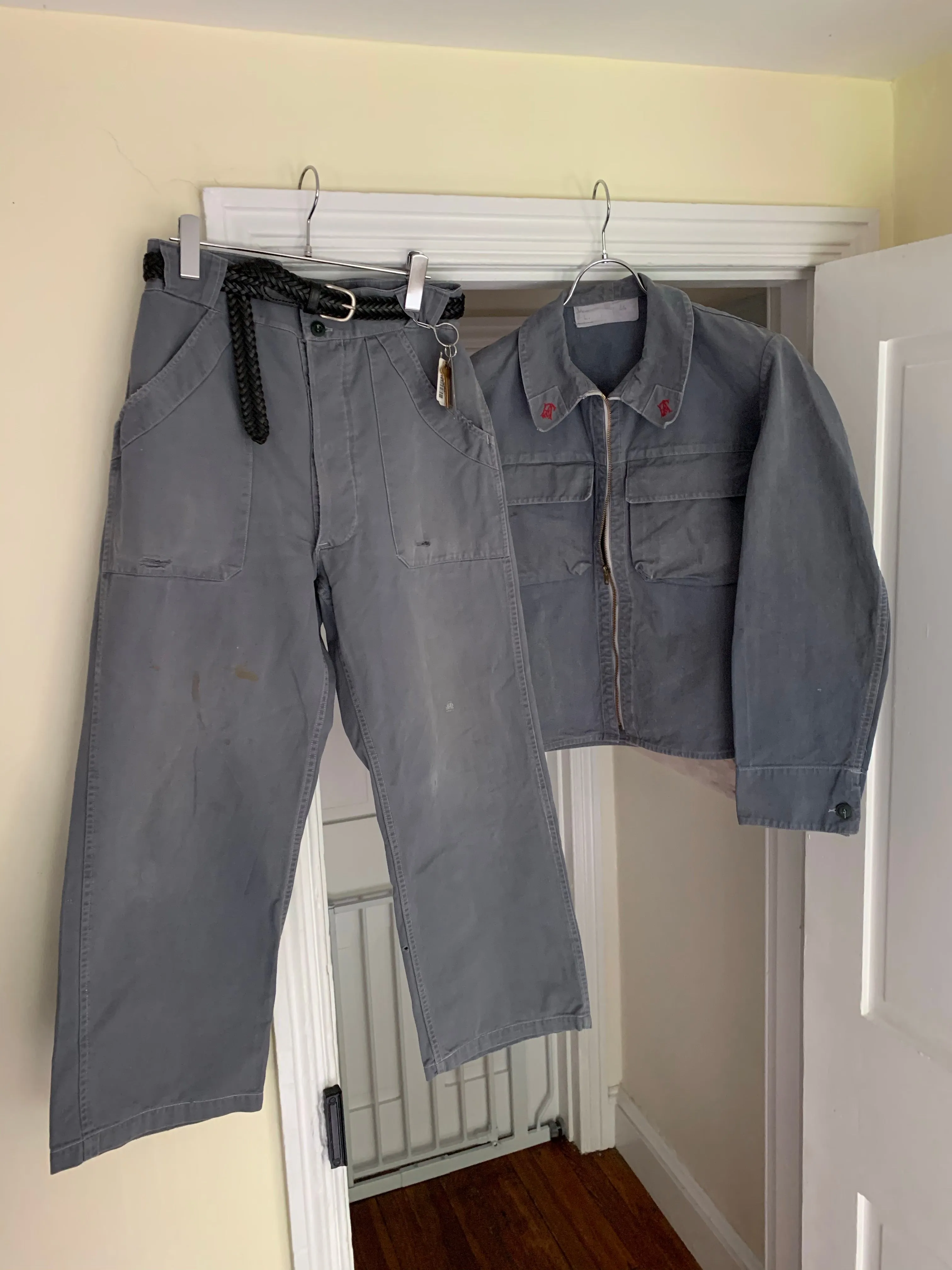 1950s Vintage "Air France" Faded Mechanic Pants - Size M