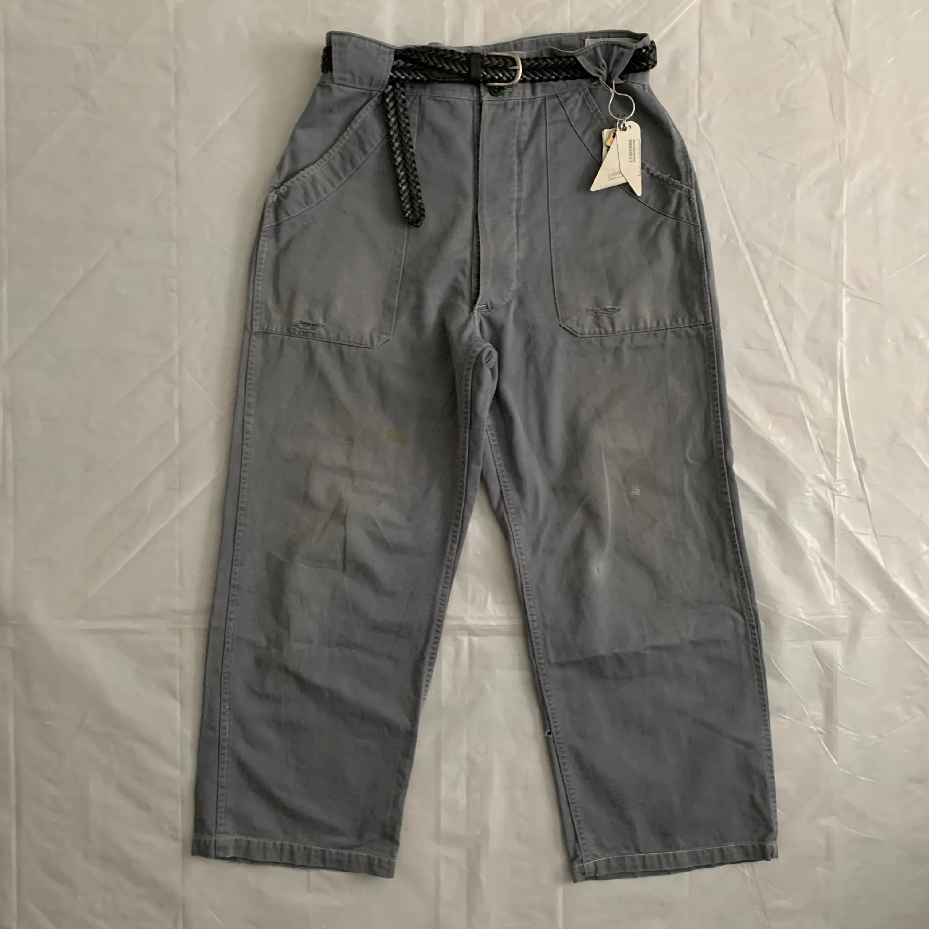 1950s Vintage "Air France" Faded Mechanic Pants - Size M