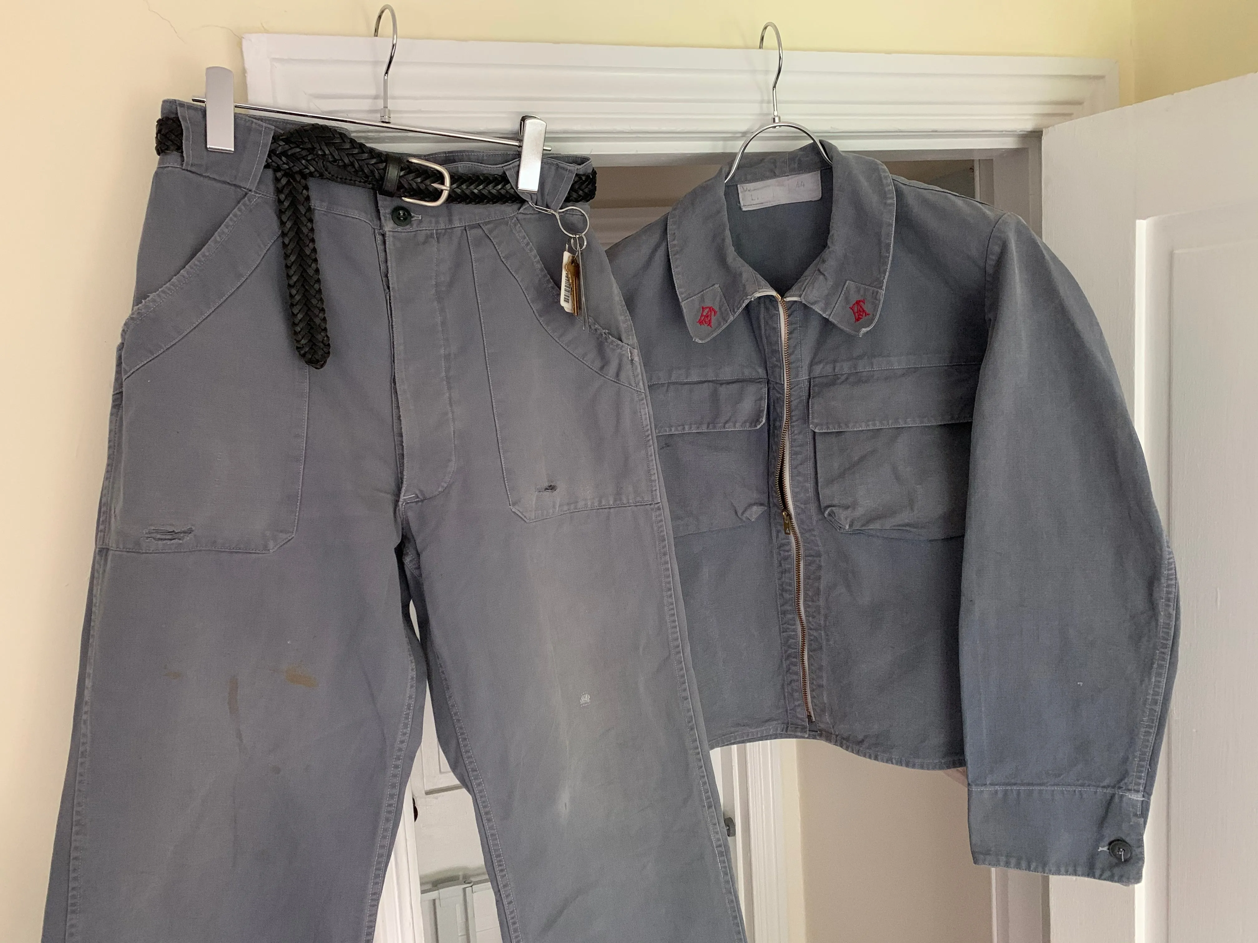 1950s Vintage "Air France" Faded Mechanic Pants - Size M