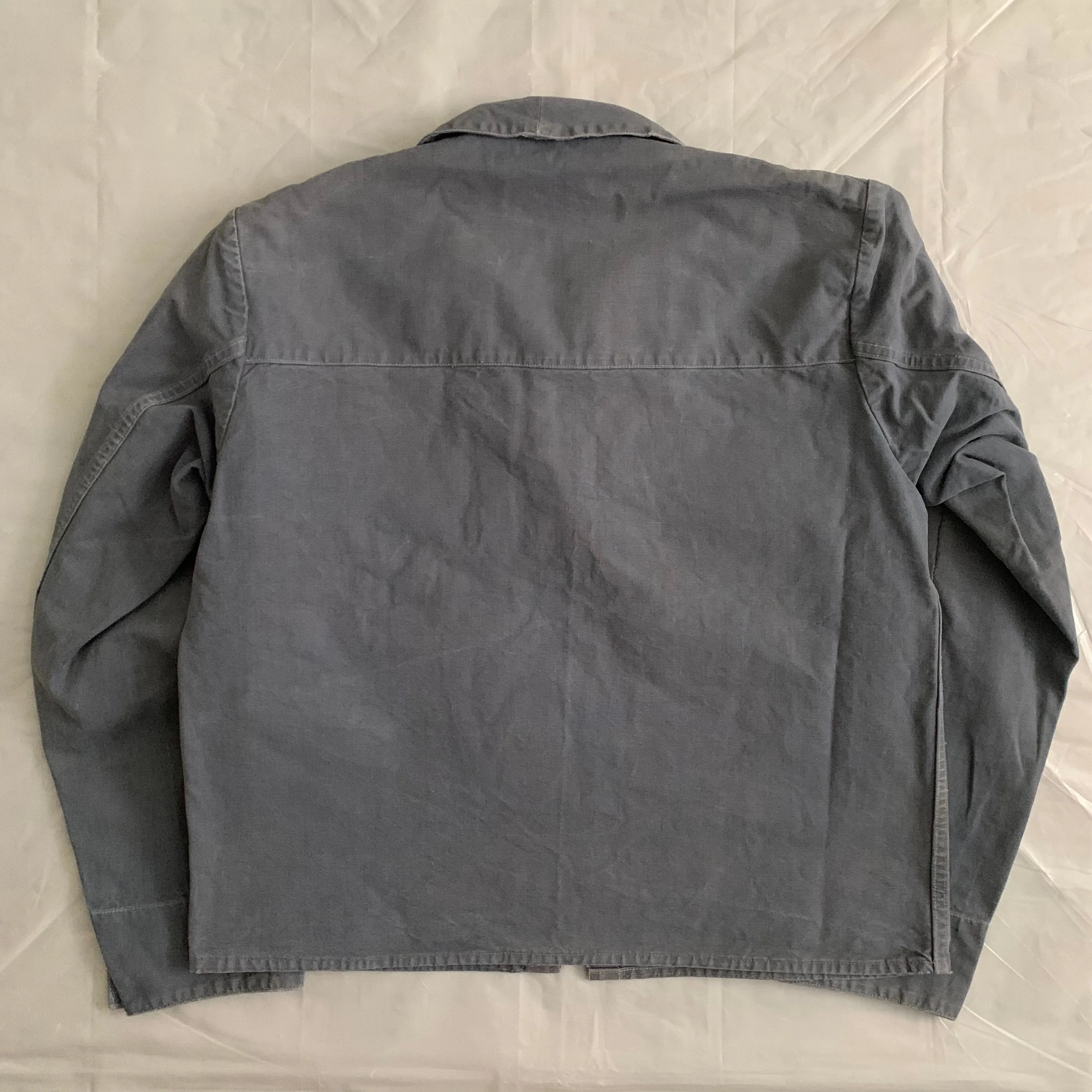 1950s Vintage "Air France" Red Logo Embroidered Faded Mechanic Jacket - Size M