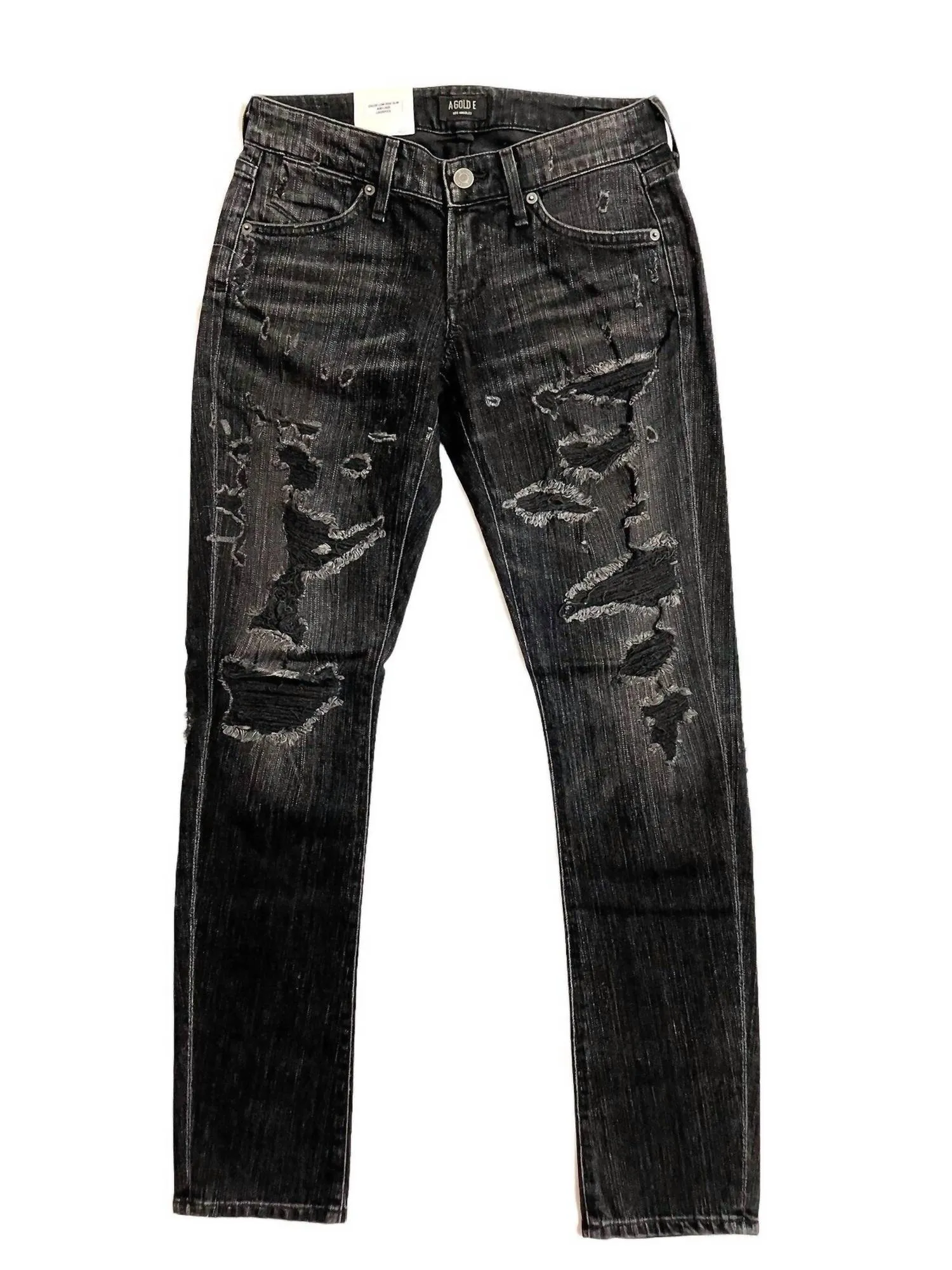Agolde - Chloe Low Rise Slim Denim Distressed Jean