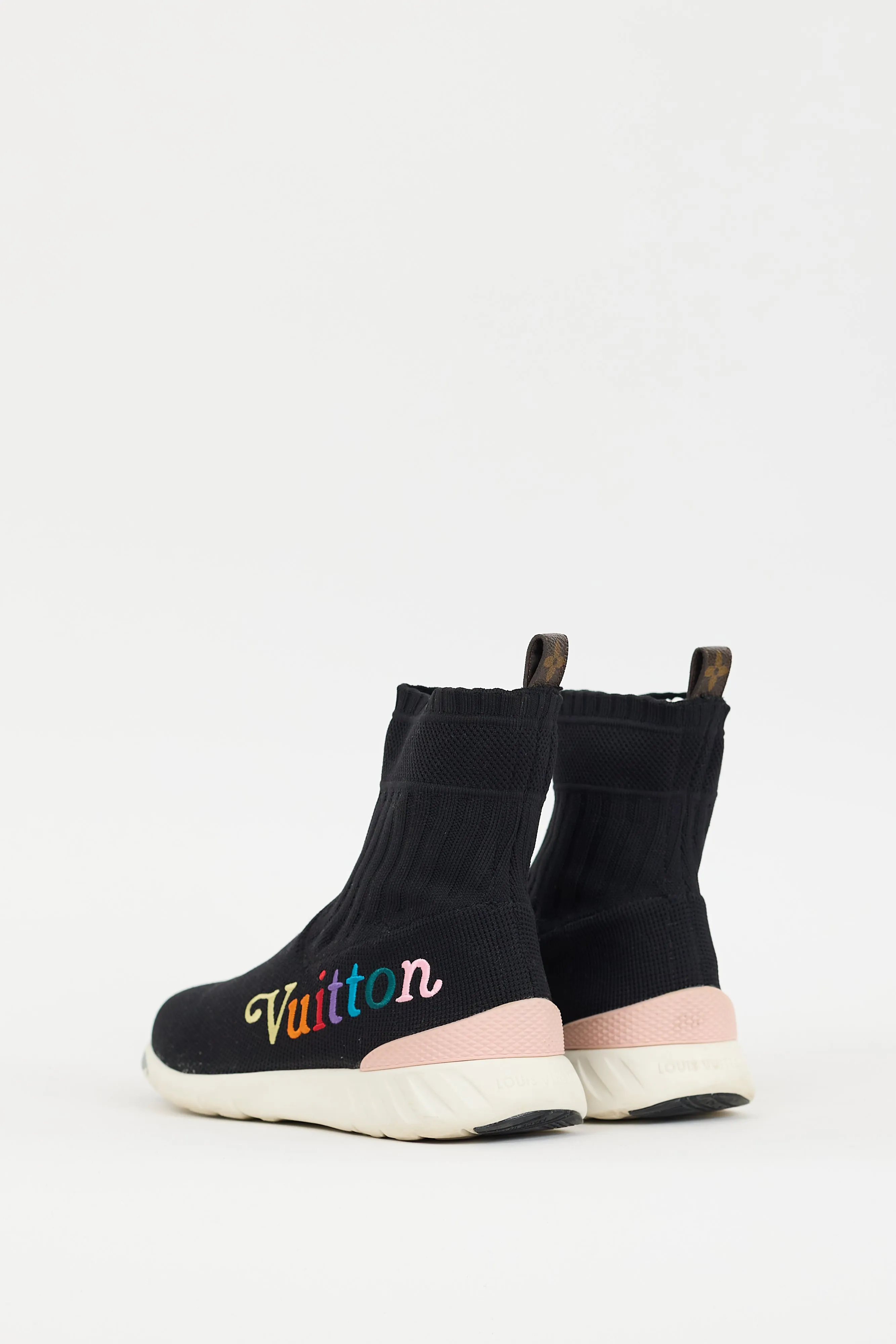 Black & Multicolour Embroidered Logo Aftergame Knit Sneaker