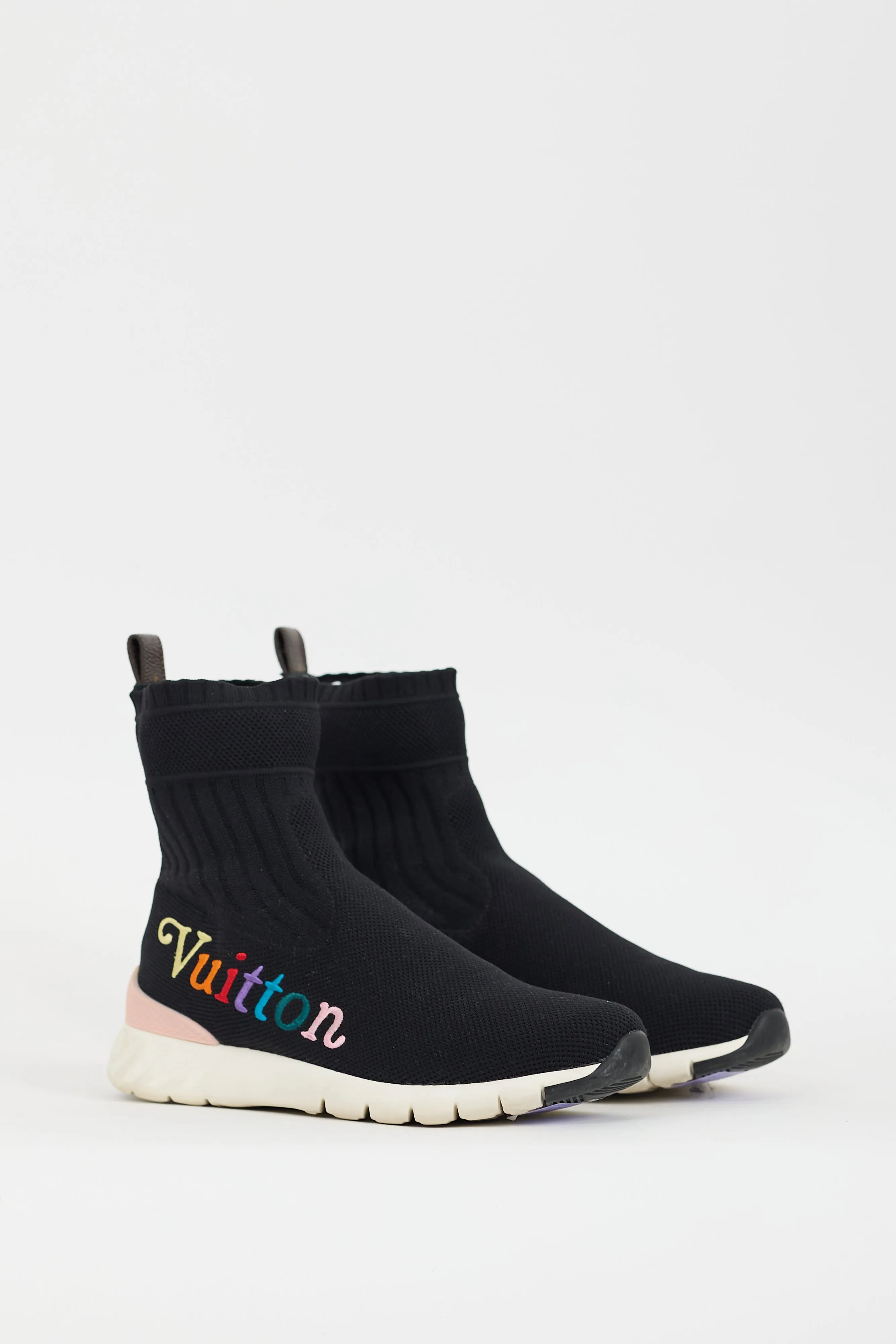Black & Multicolour Embroidered Logo Aftergame Knit Sneaker