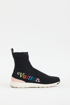 Black & Multicolour Embroidered Logo Aftergame Knit Sneaker