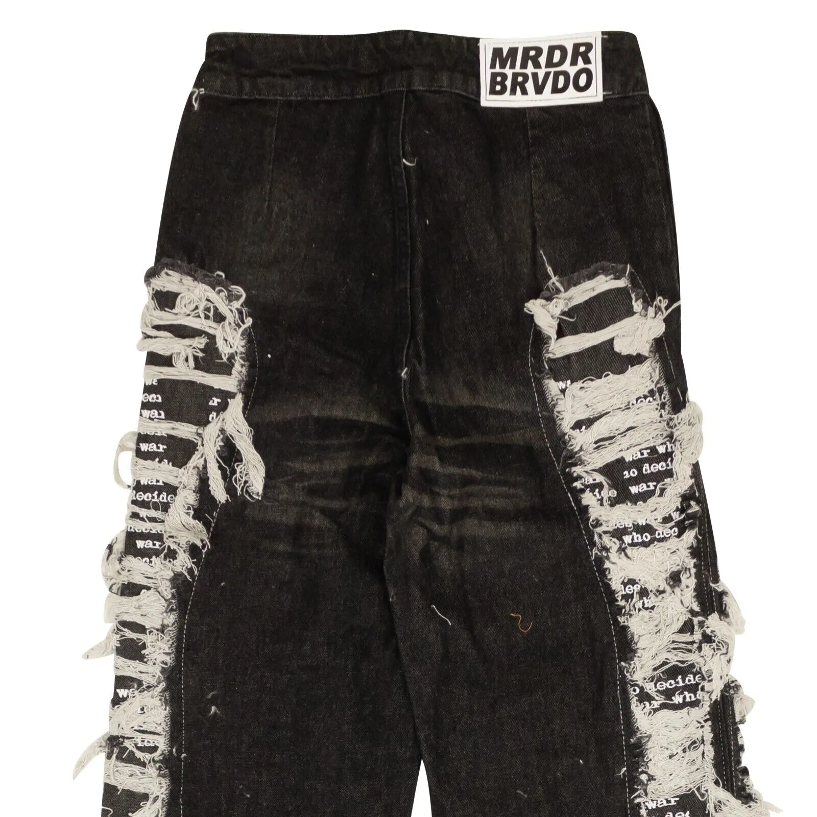 Black Cotton Paneled Distressed Denim Jeans