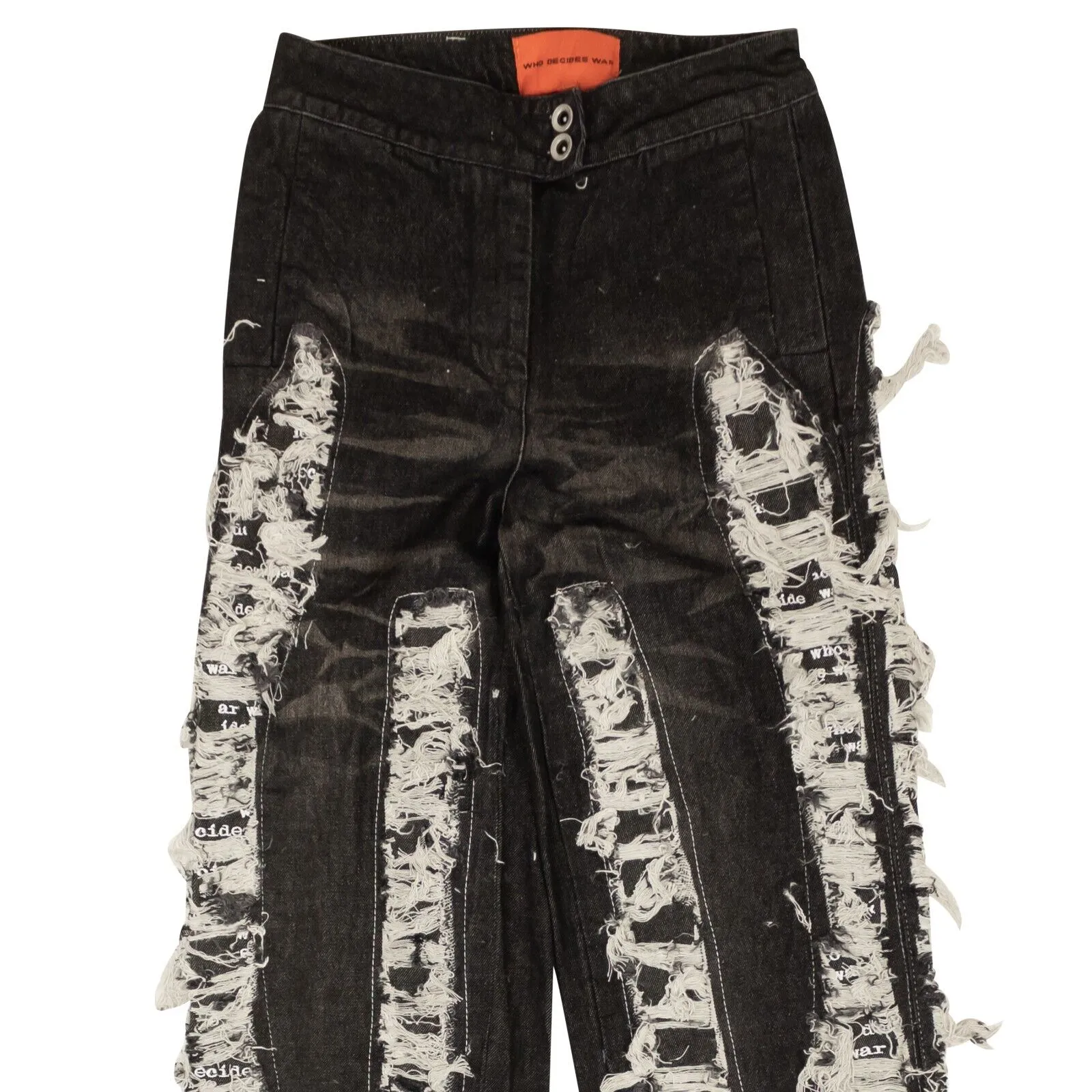 Black Cotton Paneled Distressed Denim Jeans