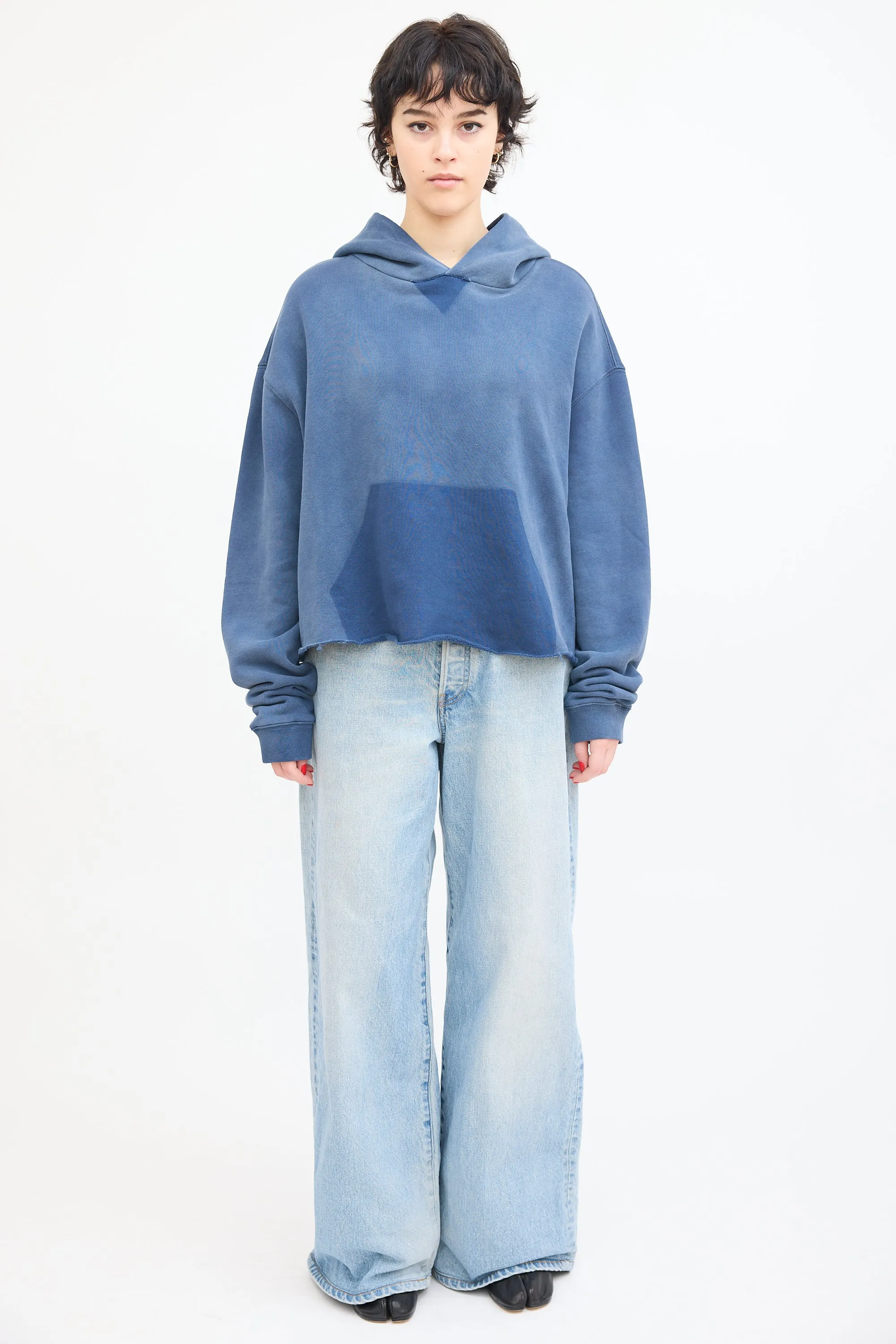 Blue Organic Cotton Logo Hoodie