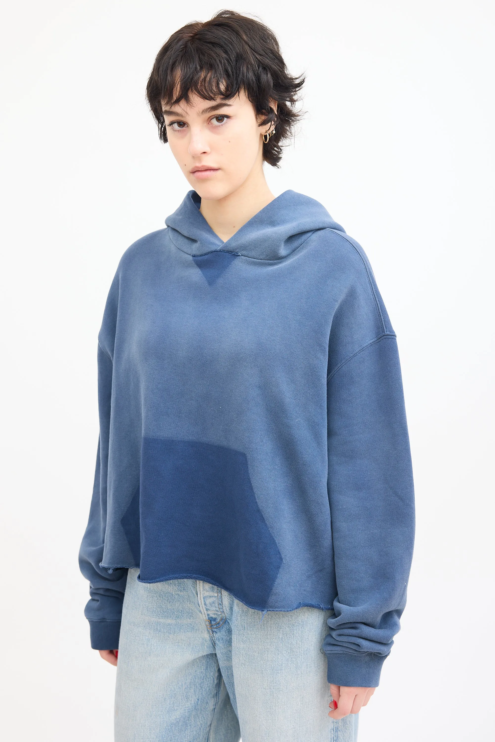 Blue Organic Cotton Logo Hoodie