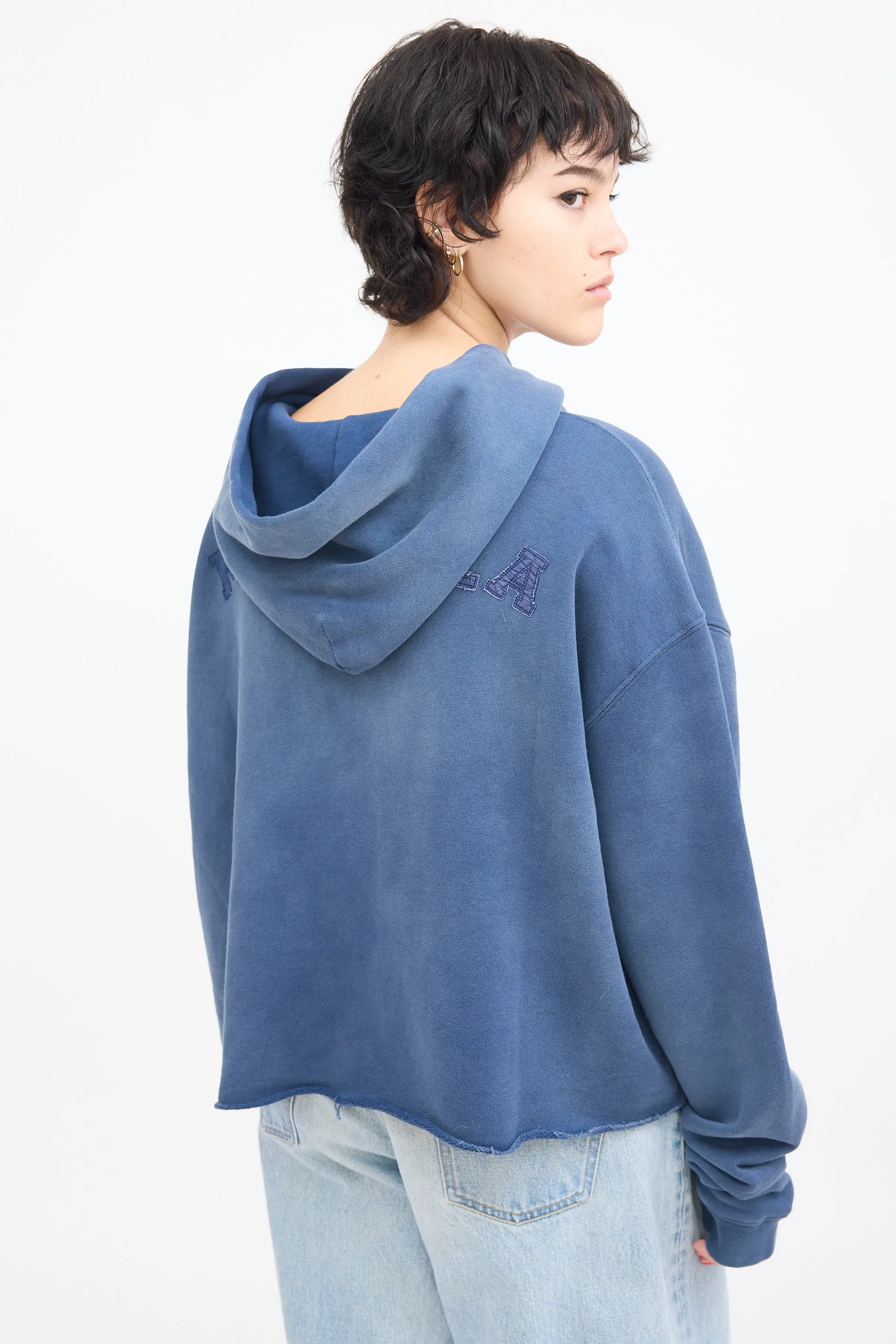 Blue Organic Cotton Logo Hoodie