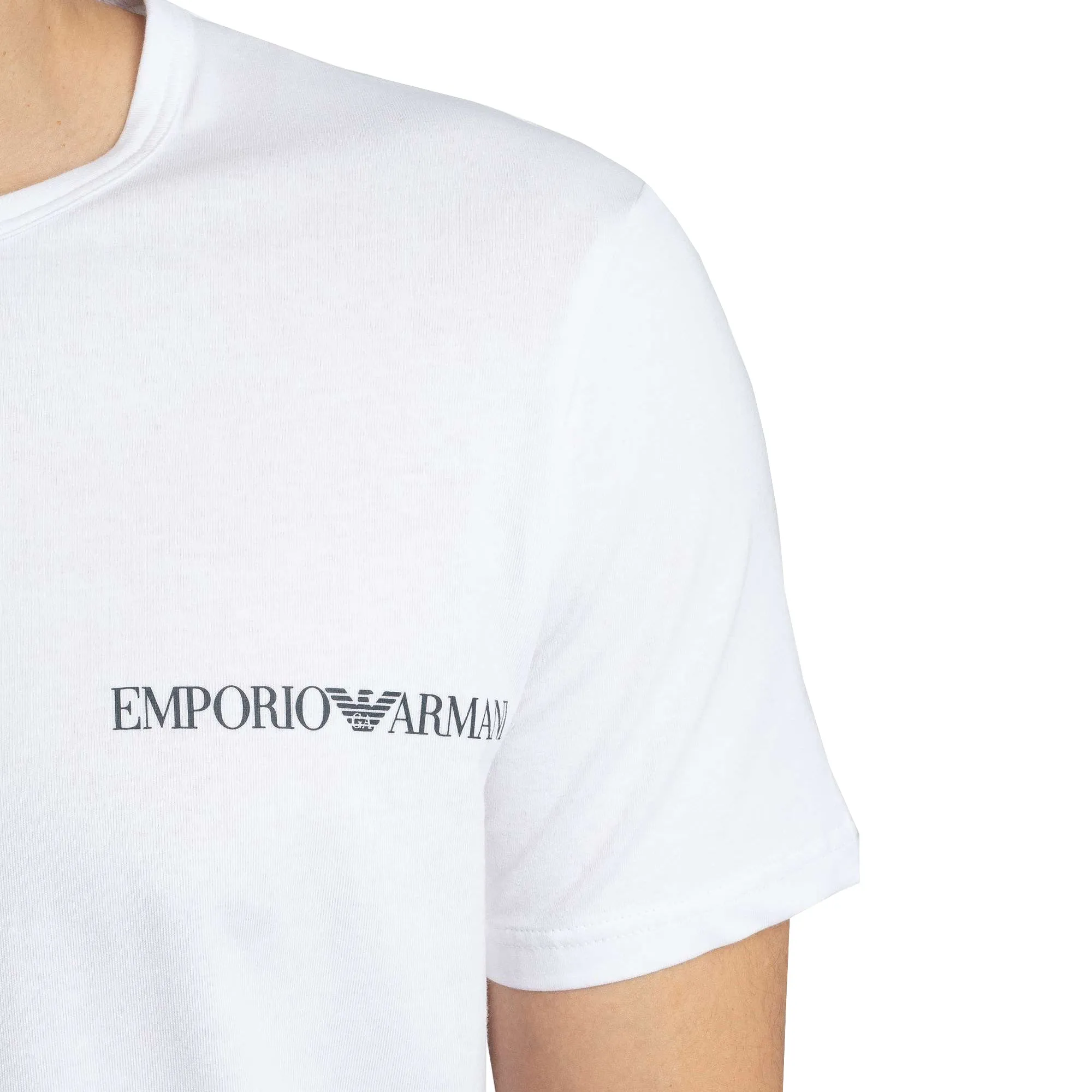 Emporio Armani Lounge 2 Pack Stretch Cotton T-Shirt White/White
