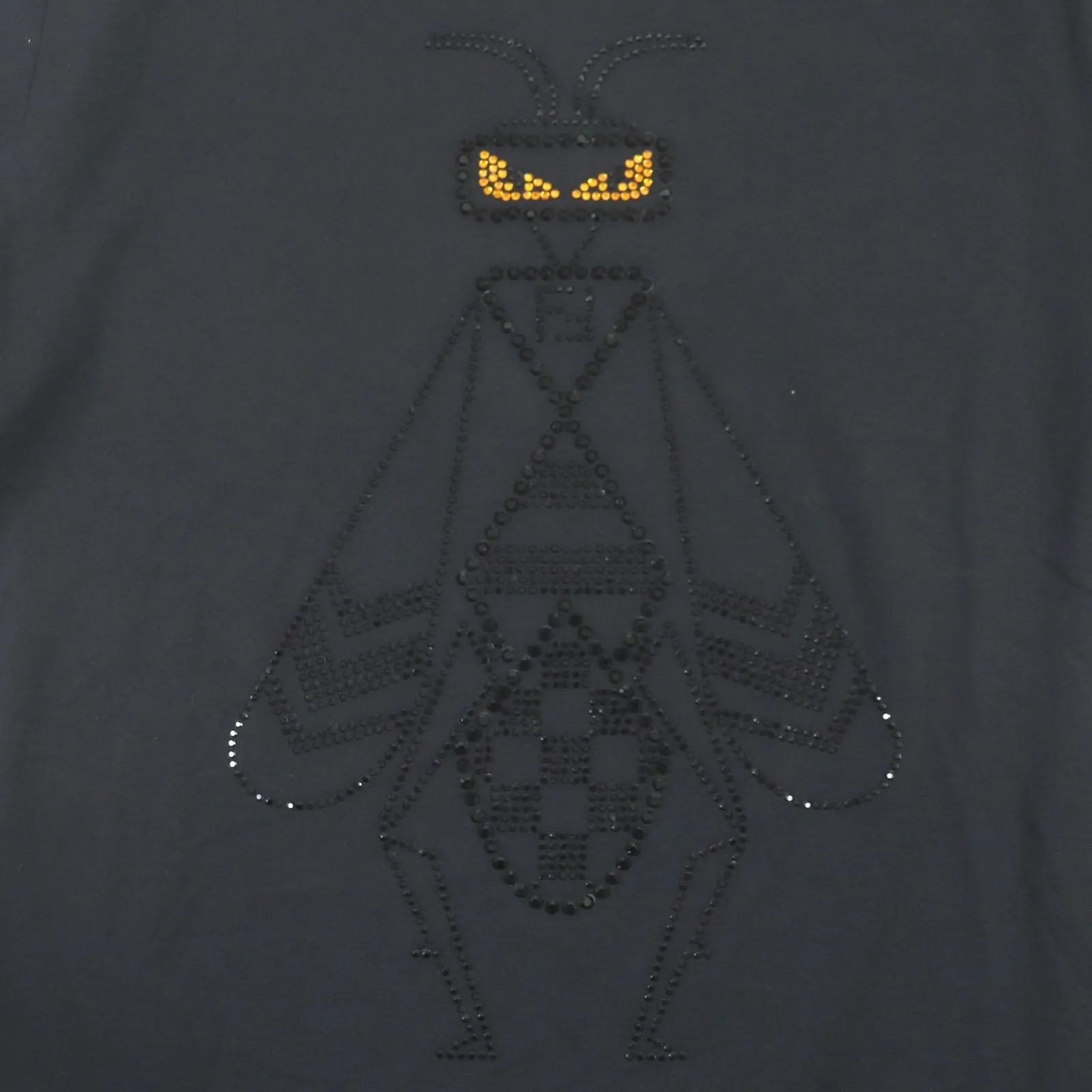 Fendi Monster Rhinestone Cotton T-shirt Black S