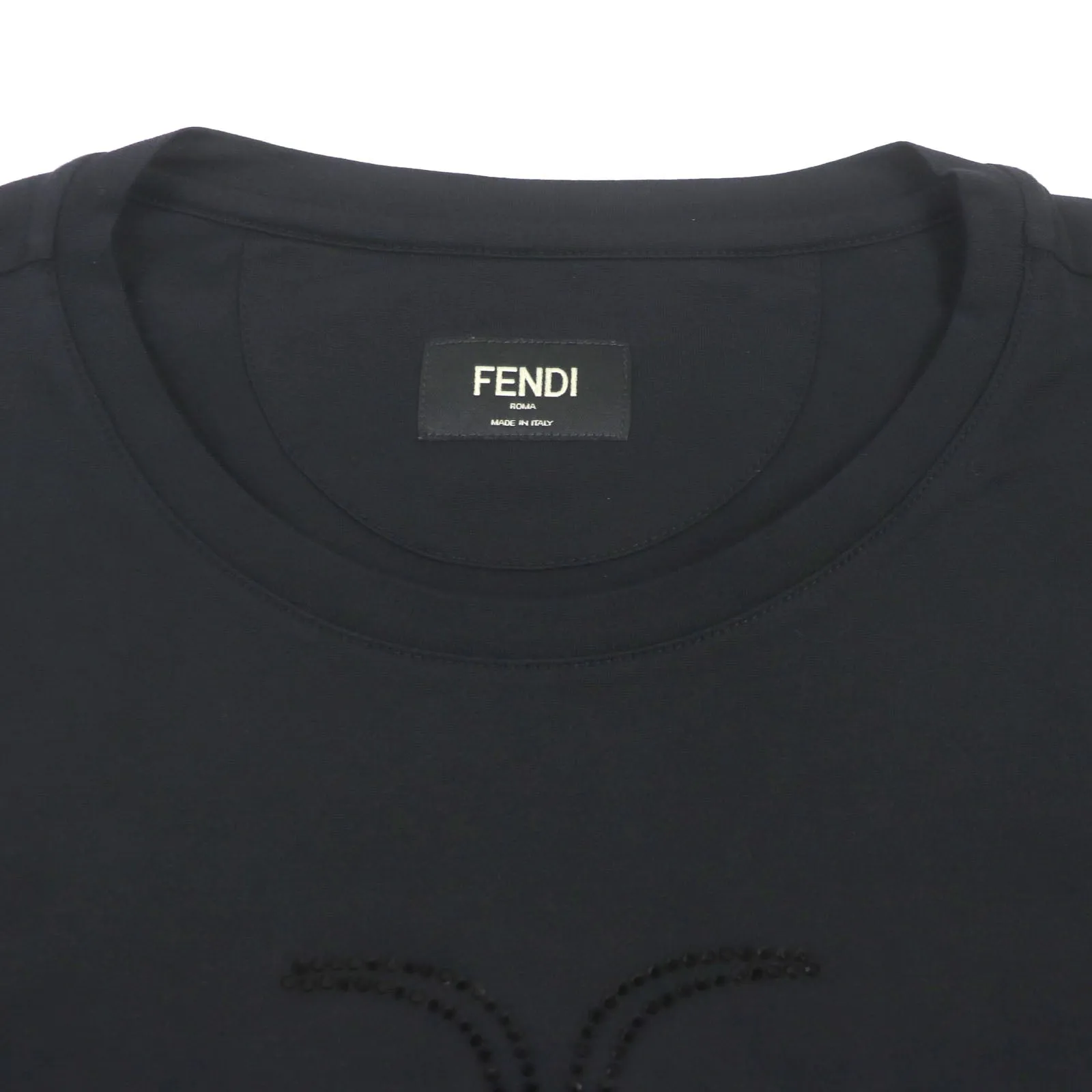 Fendi Monster Rhinestone Cotton T-shirt Black S