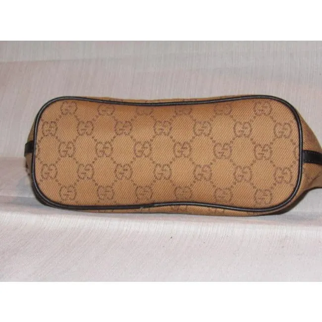 Gucci Pouchette Purses Burnt Orange And Brown Canvas Leather Hobo Bag