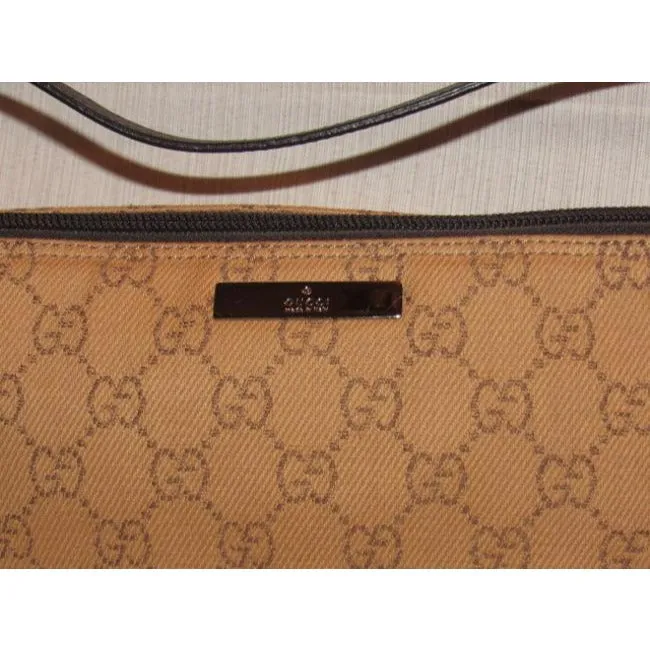 Gucci Pouchette Purses Burnt Orange And Brown Canvas Leather Hobo Bag