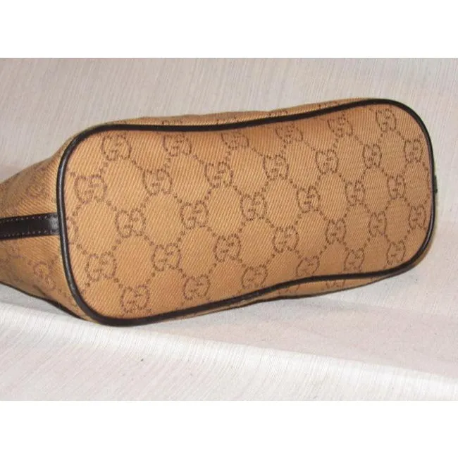 Gucci Pouchette Purses Burnt Orange And Brown Canvas Leather Hobo Bag