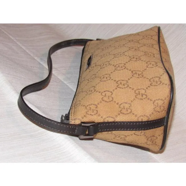 Gucci Pouchette Purses Burnt Orange And Brown Canvas Leather Hobo Bag
