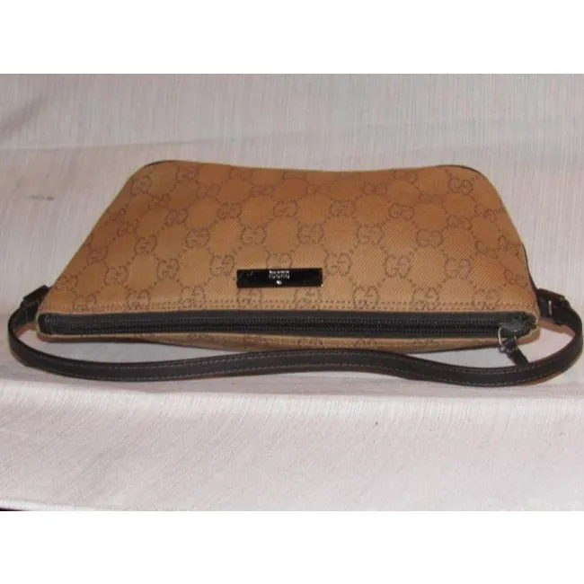 Gucci Pouchette Purses Burnt Orange And Brown Canvas Leather Hobo Bag
