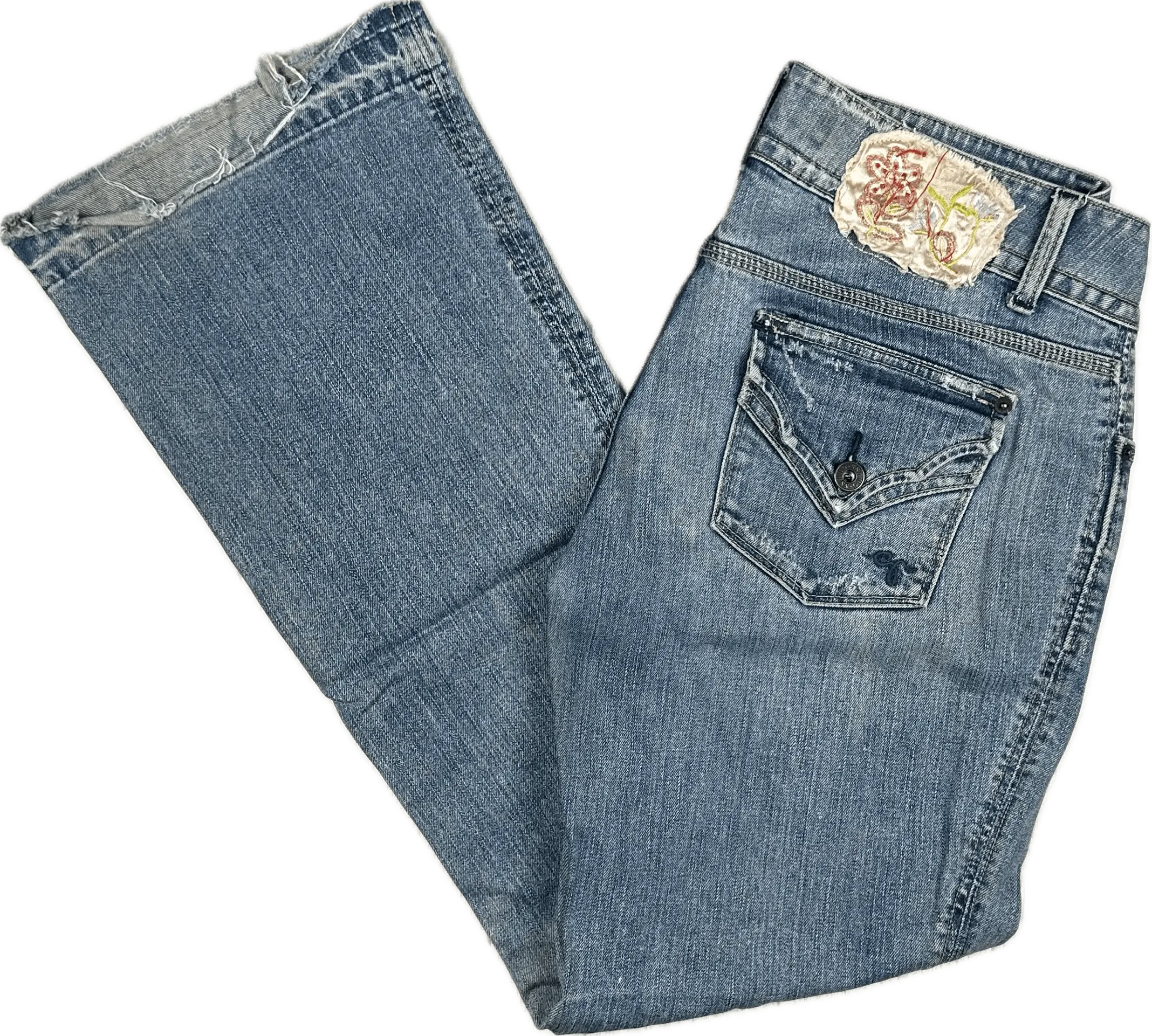 Guess Ladies Low Rise Wide Flare Jeans- Size 32 or 14AU