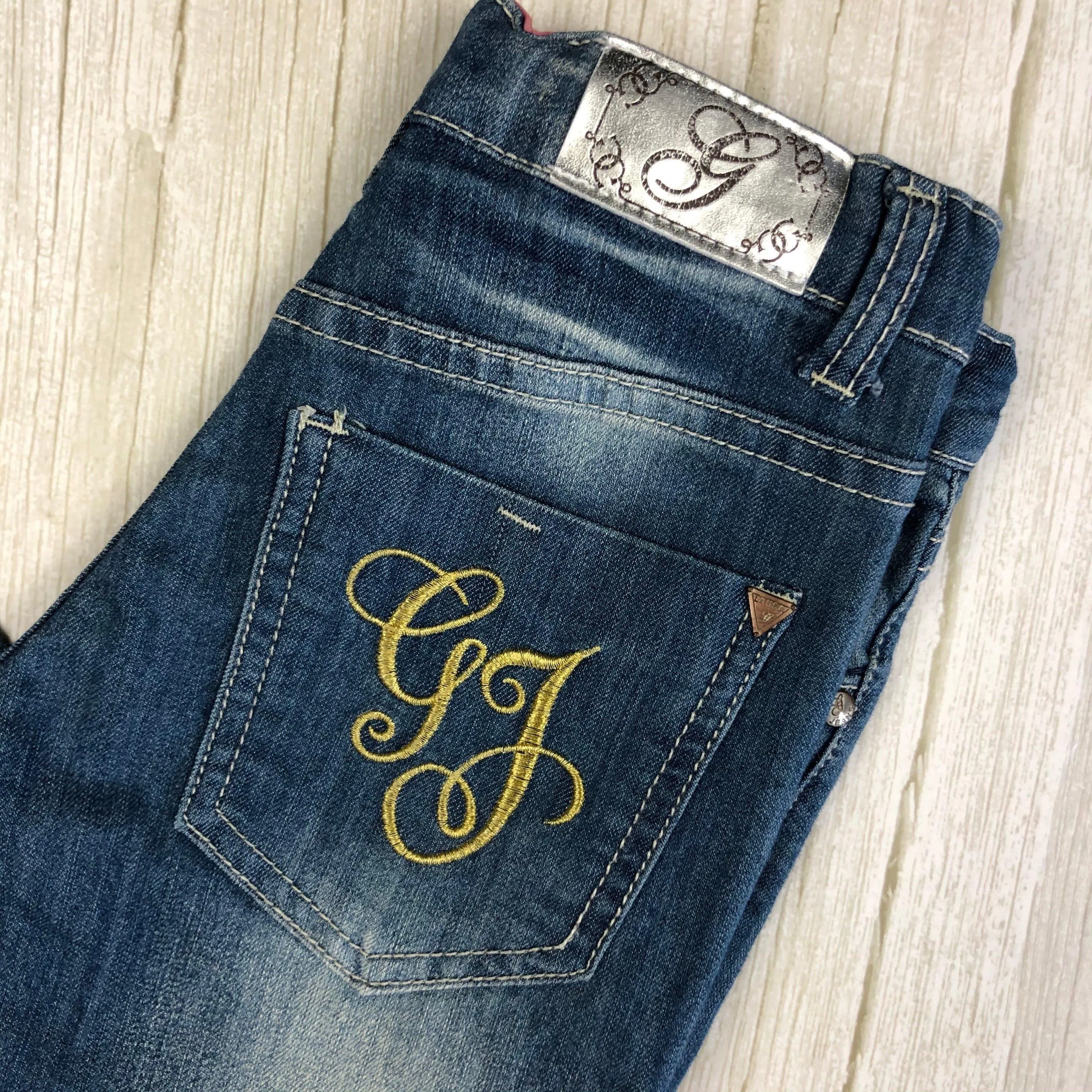 Guess Starlet Skinny Leg Girls Embroidered Jeans - Size 8