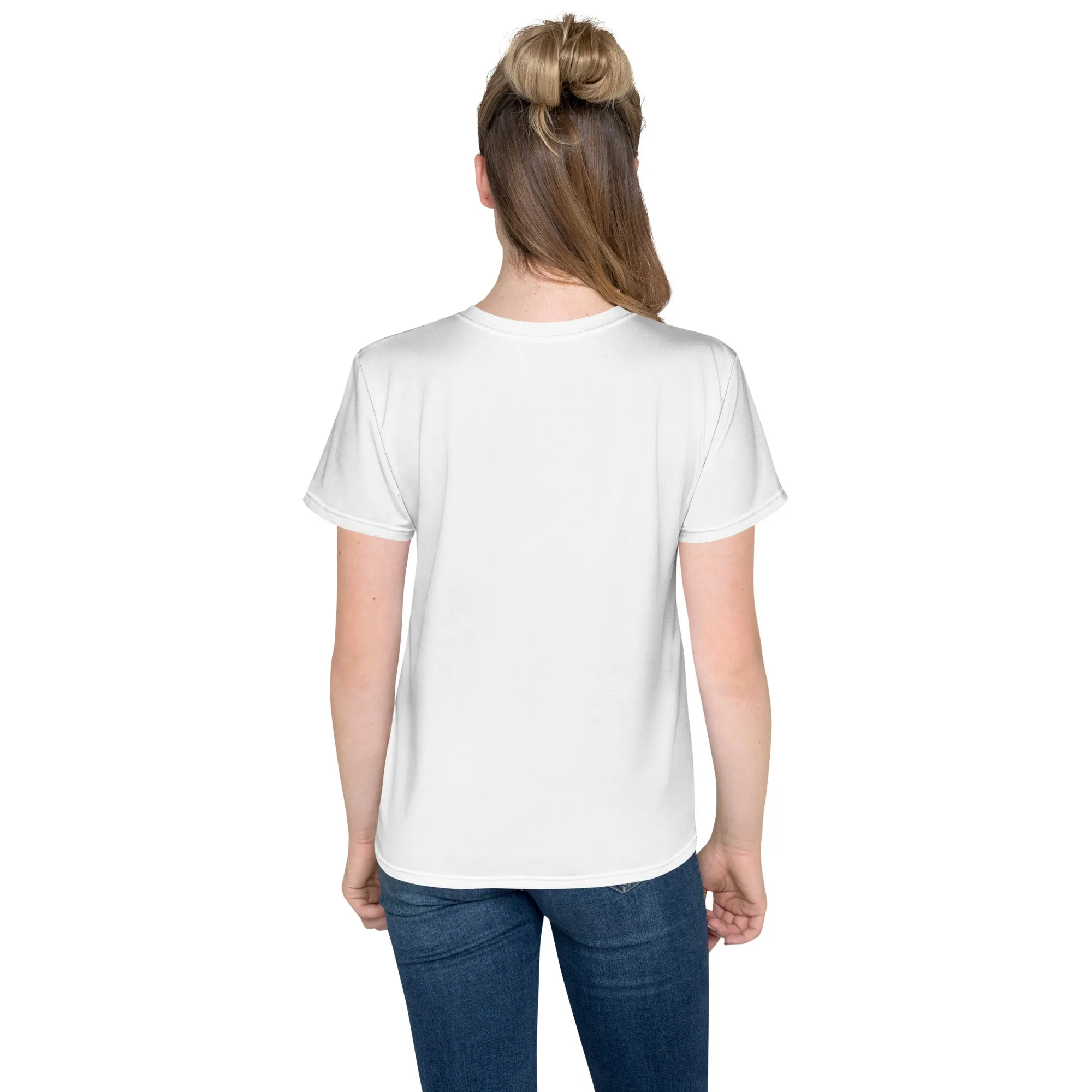 Happy Blooms Bouquet Youth Girl's crew neck t-shirt