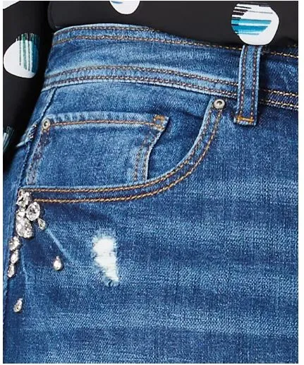 I.N.C. Plus Size Embellished Distressed Skinny Jeans