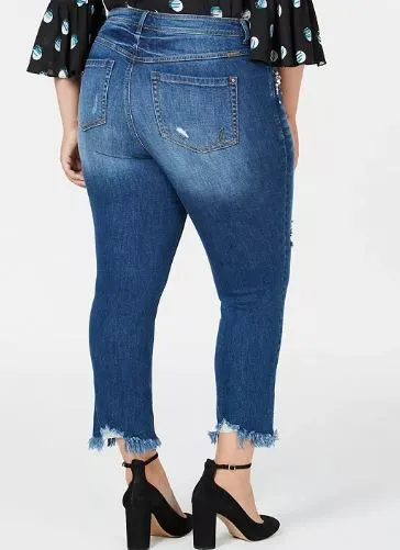 I.N.C. Plus Size Embellished Distressed Skinny Jeans