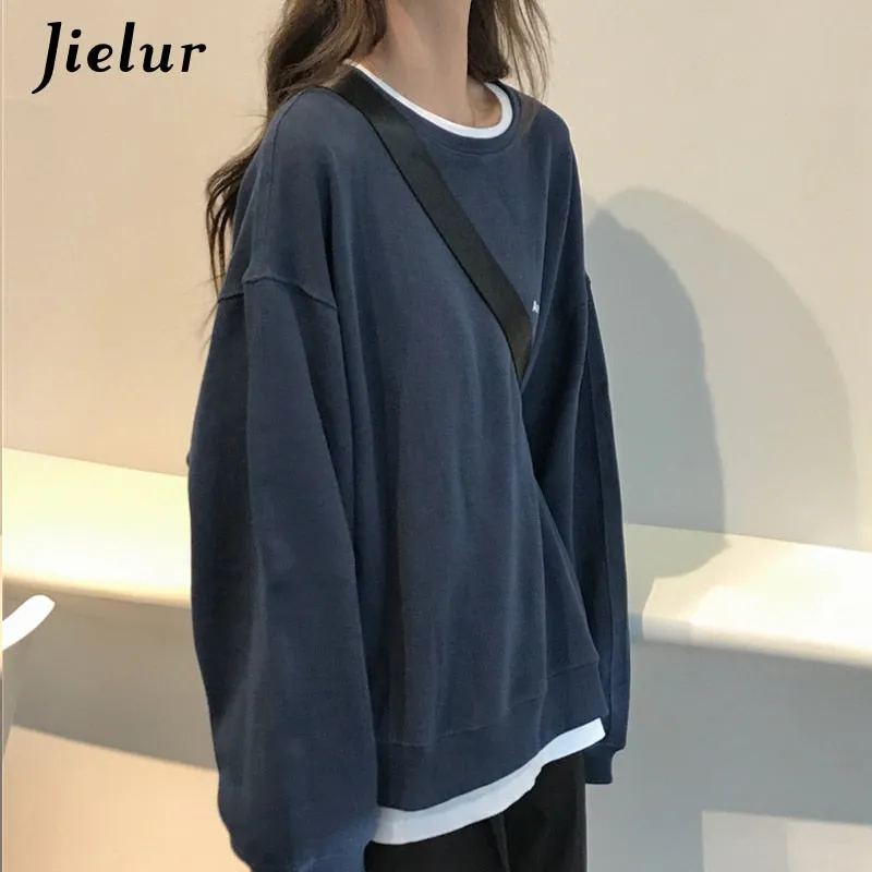 Jielur New Kpop Letter Hoody Fashion Korean Thin Chic Women's Sweatshirts