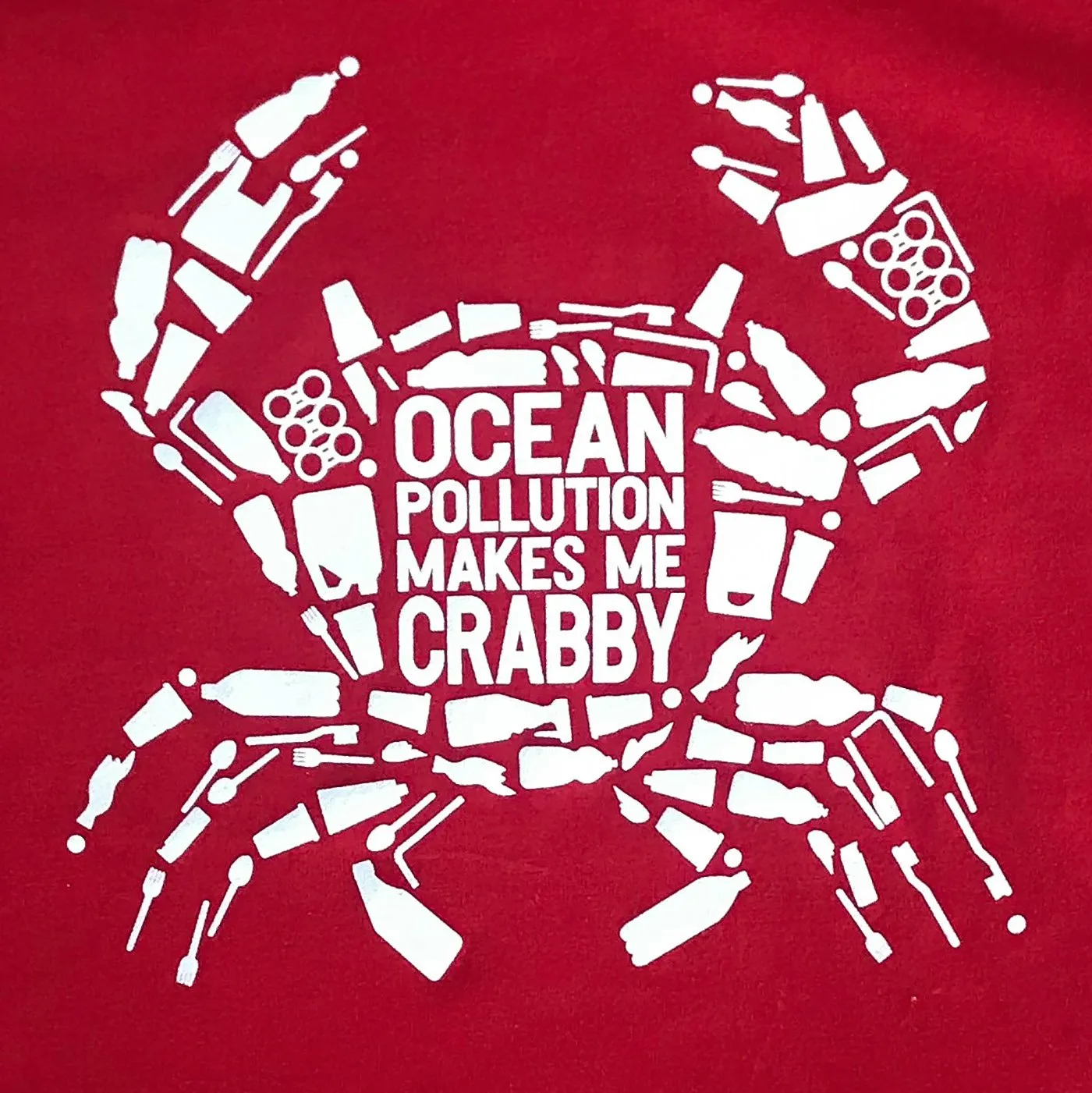 Kids T-Shirt - Red 'Ocean Pollution Makes Me Crabby'