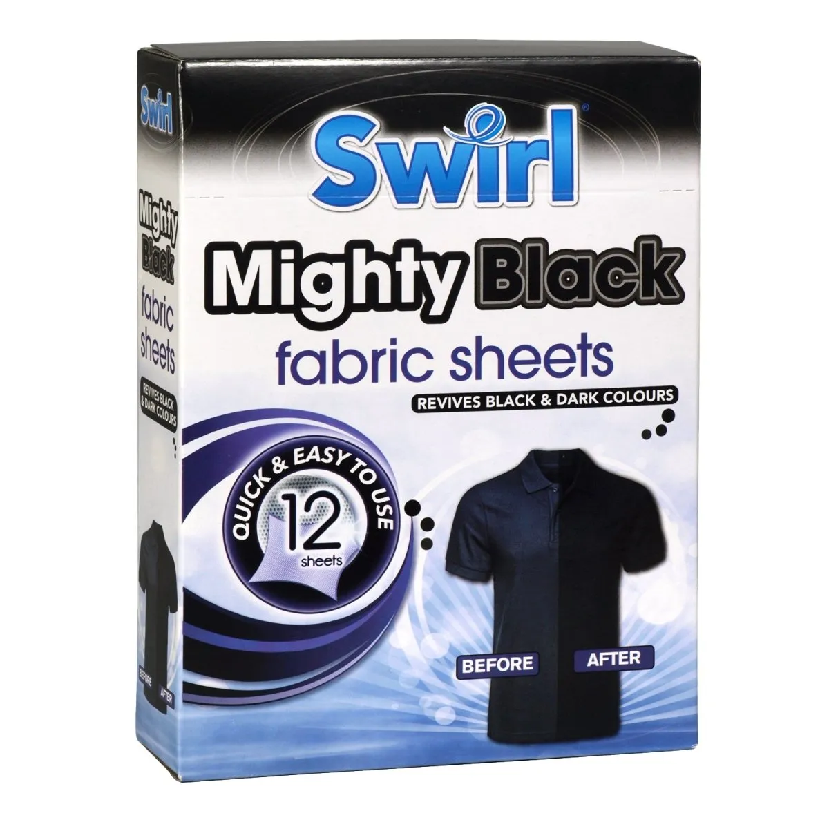 Swirl Mighty Black Fabric Sheets 12 Pack